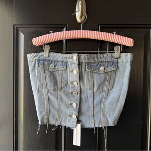NWT Jeneeva Label Denim Button Up Bustier Corset Size M